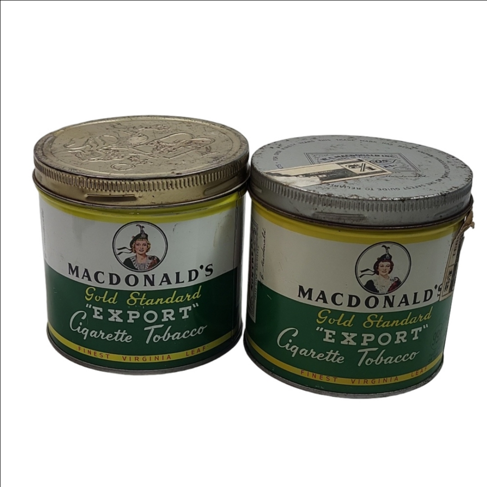 Vintage Tobacco Cigarette Empty Tin Cans Mark Ten Export Macdonalds